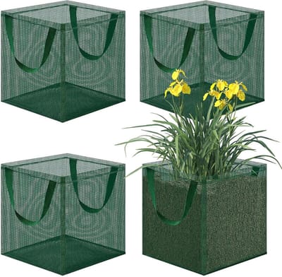 Vijvermanden Plantcontainers - Gaasmanden Potten - Waterplanten Kweken - Optimale Wortelbeluchting - 18x18x18 cm - Groen