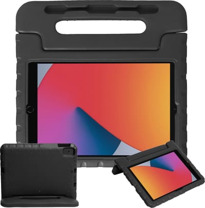 Hoesje - Geschikt voor Apple iPad 9 (2021) - 10.2 inch - 9e Generatie - Kinderhoes Shockproof Bumper - Kidsproof Case - Tablethoes - Kinder Hoes Cover - Zwart
