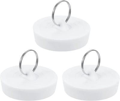 3x Universele Rubberen Afvoerstoppen voor Bad en Keuken - Wit - Geschikt voor Afvoergaten 50-52 mm
