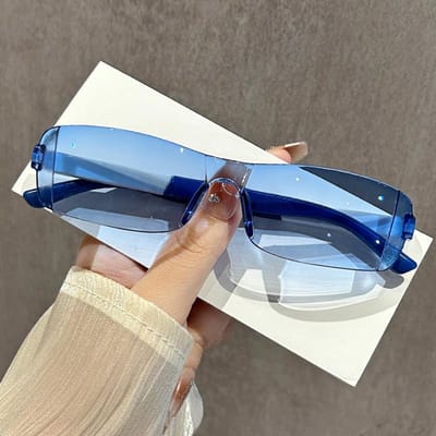 Premium Nieuwe Randloze Zonnebril dames Leesbril Retro Trend Bril Voor heren Luxe Design Kleurverloop Anti Blauw Licht +1.0 4