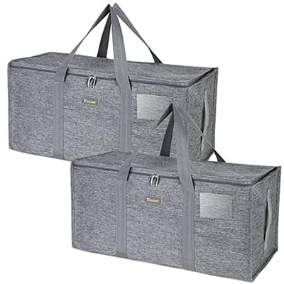 Extra grote opbergtas met ritsen en draaggrepen voor wasgoed - 2-pack