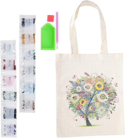 Handtas van Katoenen Canvas met Glanzende Details voor 5D DIY Schilderprojecten, Boodschappen en Dagelijks Gebruik