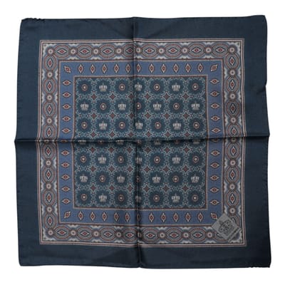 Blauwe Gedrukte Zijde Vierkante Mannen Foulard Sjaal