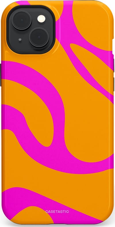Casetastic Hoesje Geschikt voor Apple iPhone 15 Plus Magsafe - Stijlvolle Beschermende Duo-layer Case - Zonnige Zebra Roze-Oranje