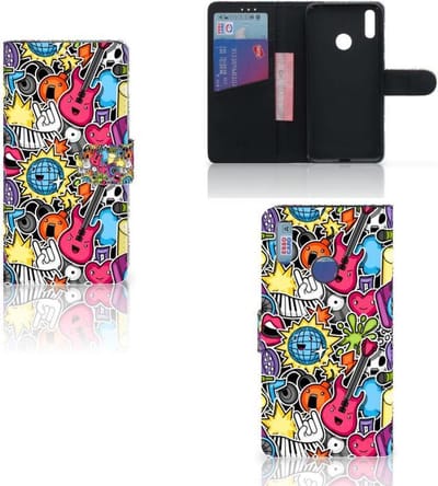Huawei Y7 (2019) Wallet Case met Pasjes Punk Rock