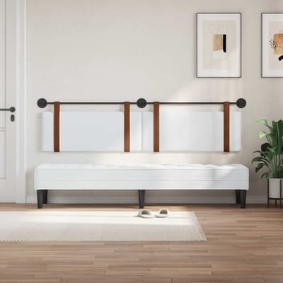 vidaXL - Hangend - hoofdbord - Wit - Antiek - PU
