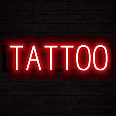 TATTOO - Lichtreclame Neon LED bord verlicht | SpellBrite | 63,54 x 16 cm | 6 Dimstanden & 8 Lichtanimaties | Reclamebord neon verlichting