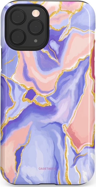 Casetastic hoesje geschikt voor Apple iPhone 11 Pro - Dubbellaagse bescherming - Riviergloed - Fashion Case - Lavendel Lichtgrijs Zand Lichtroze