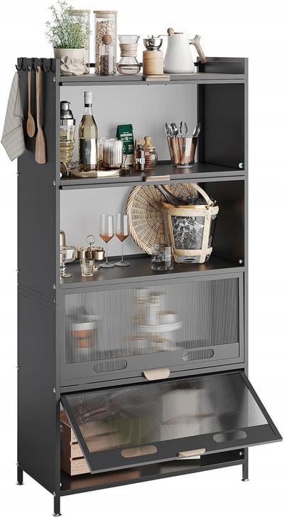 Keukenrek met Deuren - 4 Niveaus - Staand - Opbergruimte - 70x32x145cm