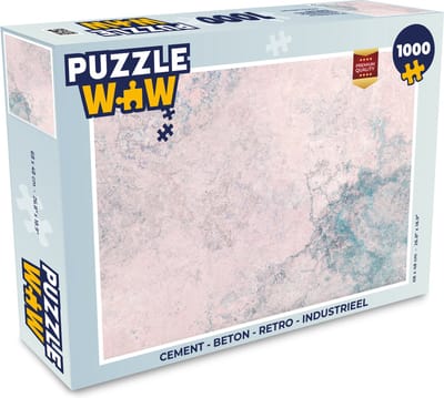 Puzzel Cement - Beton print - Retro - Industrieel - Wit - Blauw - Legpuzzel - Puzzel 1000 stukjes volwassenen