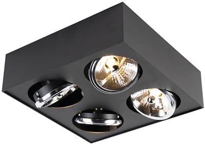 QAZQA kaya - Moderne Plafondspot | Spotje | Opbouwspot - 4 lichts - L 31 cm - Zwart - Woonkamer | Slaapkamer | Keuken