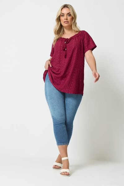 Yours Cropped Jenny Jegging Met Stretch En Hoge Taille In Middenblauw Size 42