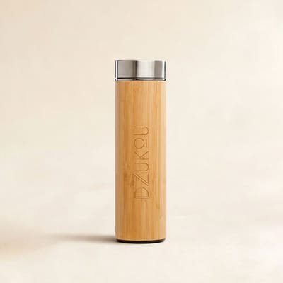 Dzukou Elephant Falls Thermosfles met Theefilter – RVS met Bamboe Afwerking – 480 ml