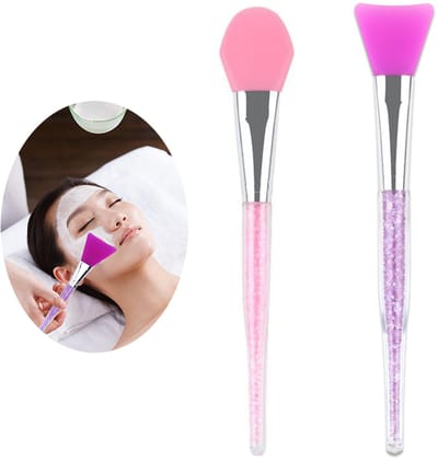 2 stuks siliconen gezichtsmaskerborstel applicator - gezichtsmasker applicator - siliconen gezichtsscrubber - make-uptool - beautytool - moddermasker applicator (roze en paars)