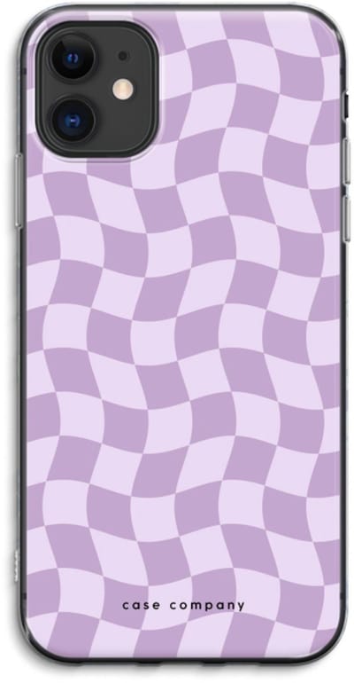 Case Company® - Hoesje geschikt voor iPhone 11 hoesje - Grid Paars - Soft Cover Telefoonhoesje - Bescherming aan alle Kanten en Schermrand