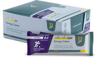 U-Sport Energy Cubes Football - Black Currant - 30g Koolhydraten - 12 zakjes - Voetbal Energie