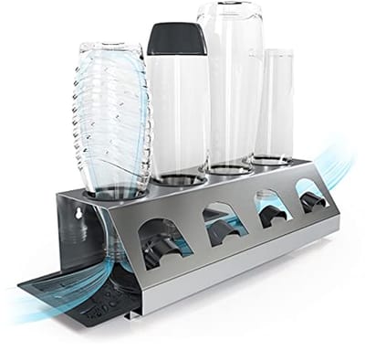 Premium Drip Holder with Drip Tray for SodaStream and Emil Bottles - Made of Stainless Steel - Dishwasher Safe