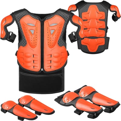 5-delige Motorbescherming Set voor Kinderen met Knie- en Elleboogbeschermers en Borstpantser