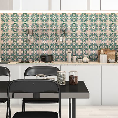 Zelfklevende tegelmuurstickers voor keuken en badkamer - 30 cementtegelstickers, Azulejos Aretha-design - 30 stickers, 20x20 cm