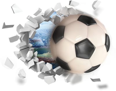 Dailygoods- Muursticker 3D Voetbal - Wanddecoratie Jongenskamer - Waterdicht - Duurzaam - 70x75cm - Eenvoudig te reinigen