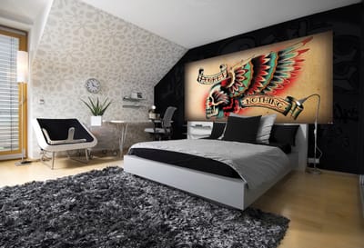 Skull Tattoo Wing Photo Wallcovering