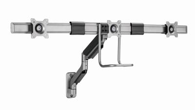 Monitorarm met gasveer voor 3 monitoren (wandmontage), space grey