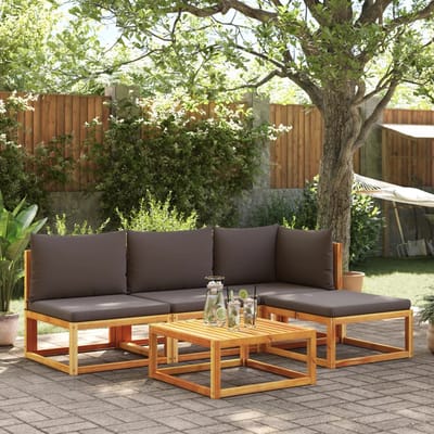 vidaXL - 5-delige - tuinset - met - kussens - van - acaciahout - en - touw
