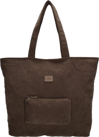 Charm London Valley Shopper - Schoudertas - Shoppingbag - Crossbody - Schouderband - Afneembaar - Verstelbaar - Wafelstructuur - Tote Bag - Dames Tas - Donkerbruin