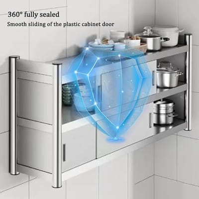Wandkast Keuken Opbergkast met Schuifdeur – 90x35x40 cm – Grijs – Wandgemonteerde Multiruimte Storage Rack voor Keuken, Badkamer, Woonkamer – Decoratieve Industriële Opbergkast