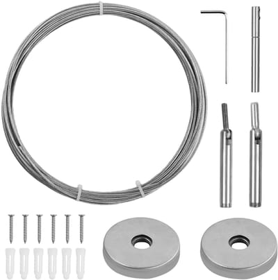 Dailygoods- Waslijn 5m - Wanddroogrek - Roestvrij Staal - Hoog Draagvermogen 20kg - Slijtvaste Staaldraad - Eenvoudig te Installeren - Drooglijn