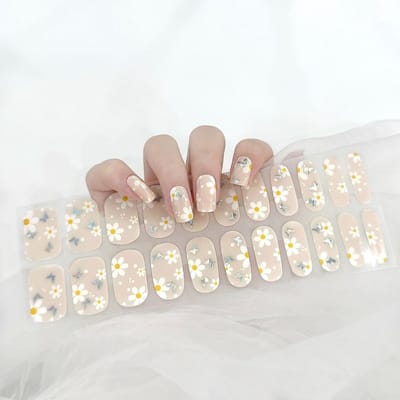 Gel Stickers voor Nagels - Semi-Hardened, 22 Stuks Zelfklevende Nagelstickers voor DIY Nail Art met Vlinders en Bloemen