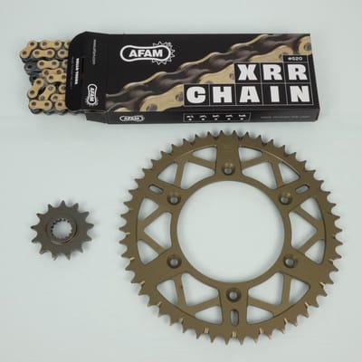 Kit chaîne Afam pour moto Beta 125 Rr Racing 2T 2019 à 2020 13x50 Pas 520 Neuf