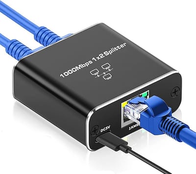 Gigabit Ethernet Splitter 1 naar 2 - 1000 Mbps Switch voor Netwerkverbindingen