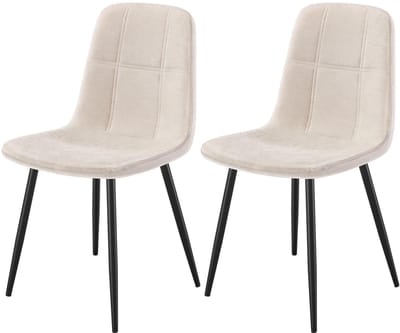 SmartLiving.Store Eetkamerstoelen – Keukenstoel – Set van 2 – Modern – Comfortabele stoel – Verstelbare poten – Crème