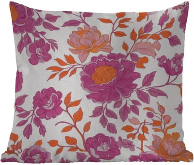 Tuinkussen - Bloemenpatroon - Roze - Oranje - Bloemen - 40x40 cm - Weerbestendig