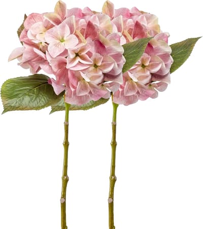 Emerald Kunstbloem hortensia tak - 2x - Challenge - 47 cm - roze - kunst zijdebloem - Hydrangea