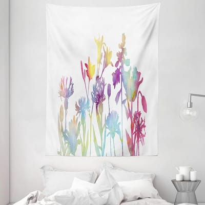 ABAKUHAUS Bloemtapijt, Kleurrijke Ombre Bloemkunst, Woonkamer Slaapkamer Wanddoek Zijdezacht Satijn Wandtapijt, 150 x 200 cm, Meerkleurig