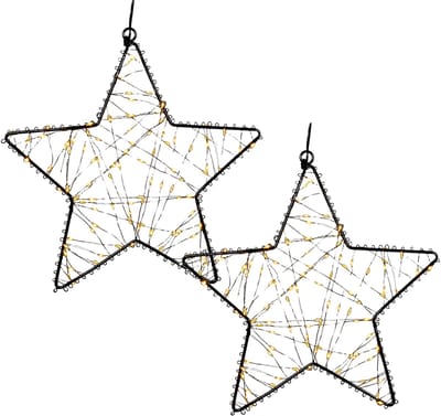 Anna's Collection Verlichte ster - 2x - 100 led lampjes - warm wit - D26 cm - kerster figuur - kerstverlichting