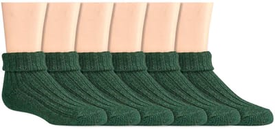 Kindersokken | Wollen sokken | Kleur: Groen | Maat: Diverse maten | 6 paar