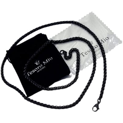 Tesoro Mio Michel – Lange Ketting – Zwart Staal – Vossenstaart Schakel – L 70 cm, B 0.4 cm