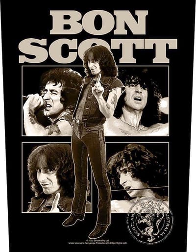 Bon Scott - Collage Rugpatch - Zwart