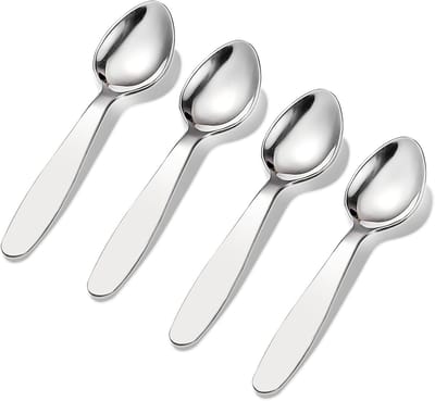 Premium Kinderbestek van RVS 18/8 - 4 Leuke Lepels van 15 cm voor Kinderen, Duurzaam en Veilig