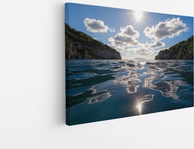 Saammp Canvas Schilderij - Rotsen - Zee - Landschap - Natuur - 45x30 - Foto op canvas - Wanddecoratie - Muurdecoratie Woonkamer - Slaapkamer decoratie - Canvas Print