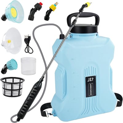 Rugspuit van 12 liter met elektrische pomp, verstelbare schouderbanden voor tuin, bosbouw en landbouw