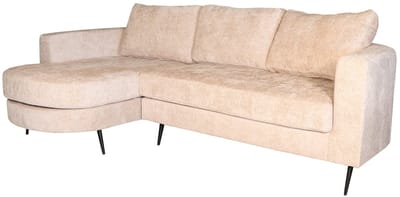 Hoekbank rond design Nox 250cm bank met ronding beige chenille bankstel links loungebank hoeksalon zetel