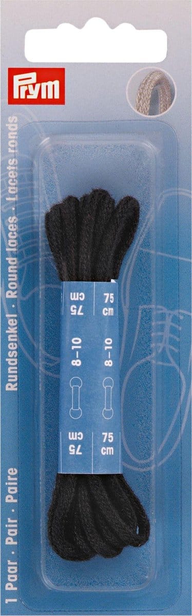 Ronde veters zwart 75 cm