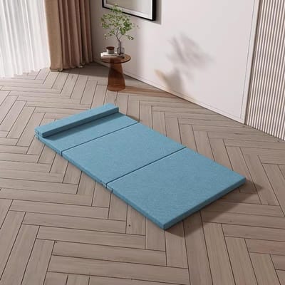 Opvouwbare Matras - Gastenbed Vloerbed - Comfortabel Slapen - Traagschuim Ondersteuning - Drievoudig - Blauw
