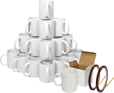 Sublimatiemokken - wit - 11 oz - 72 stuks incl. dozen & tape