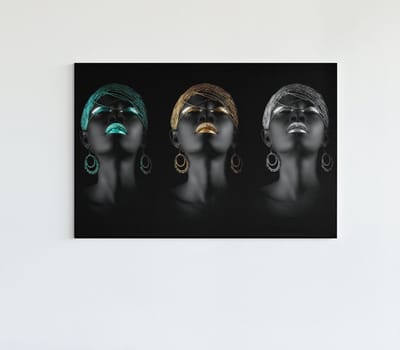Canvas Schilderij - Vrouw - Goud - Zilver - Turkoois - 60x40x2 cm
