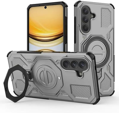Hoesje geschikt voor Samsung Galaxy A37 | Compatibel met MagSafe / Qi2 | 360° Draaibare Magnetische Standaard | Back Cover Kickstand Ring | Grijs
